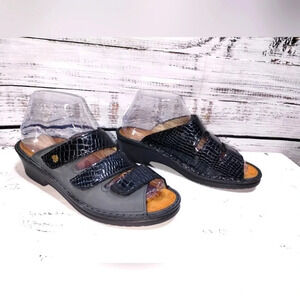 Finn Comfort Canzo Sandal Black Gray Size 6.5 Comfort Support Suede